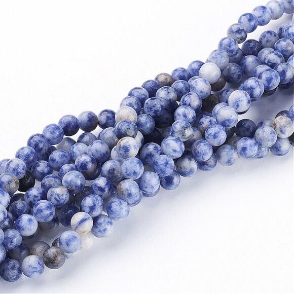 6MM Blue Spot Jasper Beads-ONE Gemstone Bead Strand-Jewelry Making Crafts NWT - Picture 1 of 1